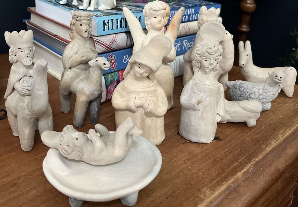 Nativity Handmade Clay 11 Pc Set Religious Guatemalan Jesus Christian Christmas